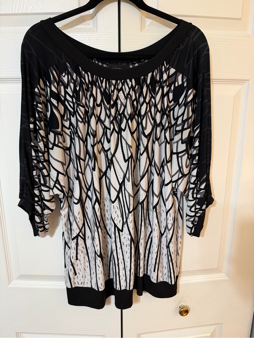 Lane Bryant Black & White Abstract Tunic Blouse